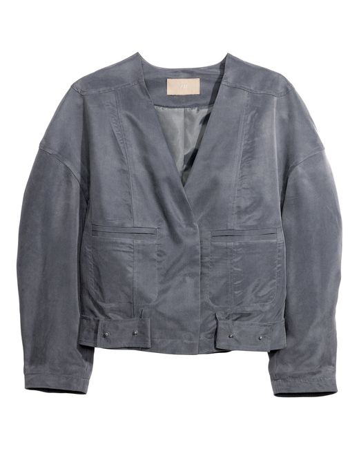 H&m Cupro Jacket in Gray (Dark grey) - Save 50% | Lyst