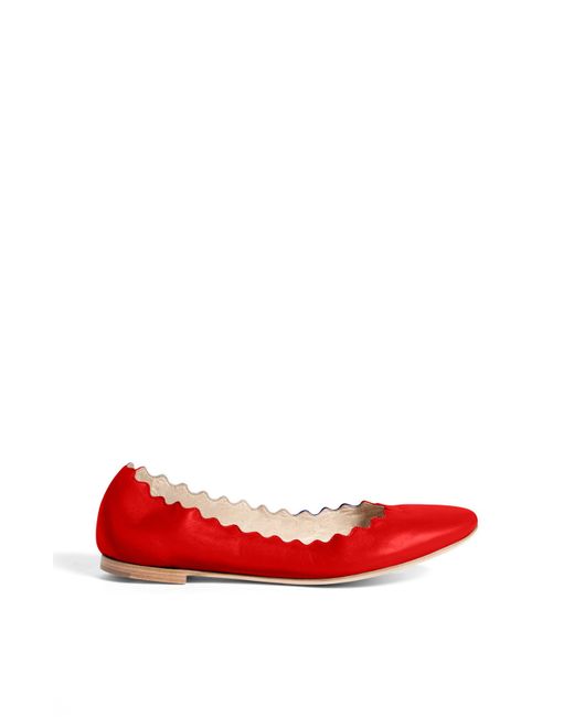 chloe scalloped suede ballet flats