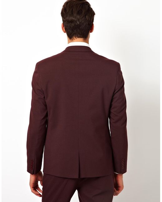 Asos Skinny Suit Jacket In Burgundy in Purple for Men (Burgundy) Save