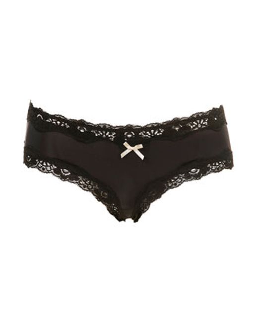 Microfibre Lace Trim Panties in Black Lyst