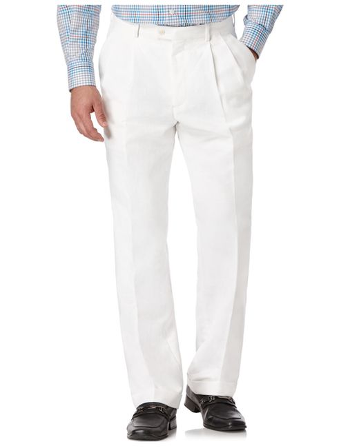 Perry ellis Portfolio Classic-fit Linen Pleated Pants in White for Men ...