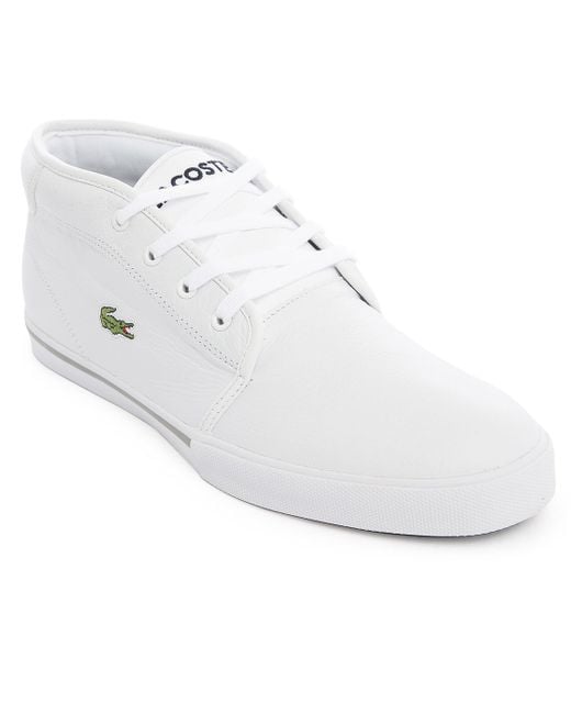 Lacoste Amphtill Lcr White Croc Logo Hightop Sneakers in White for 