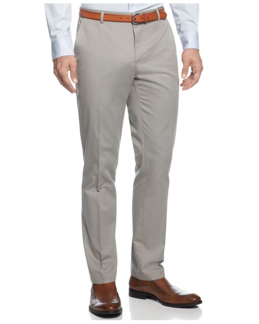 Calvin klein Men's Core Slim-fit Refined Twill Pants in Gray for Men ...