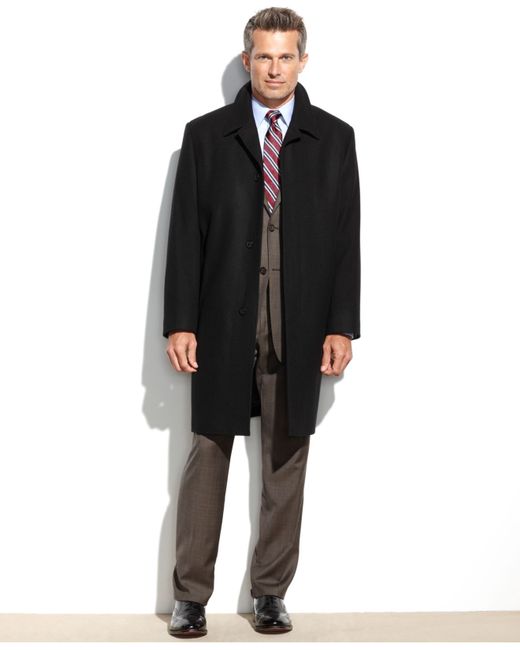 London fog Coventry Solid Wool-blend Overcoat in Black for Men | Lyst