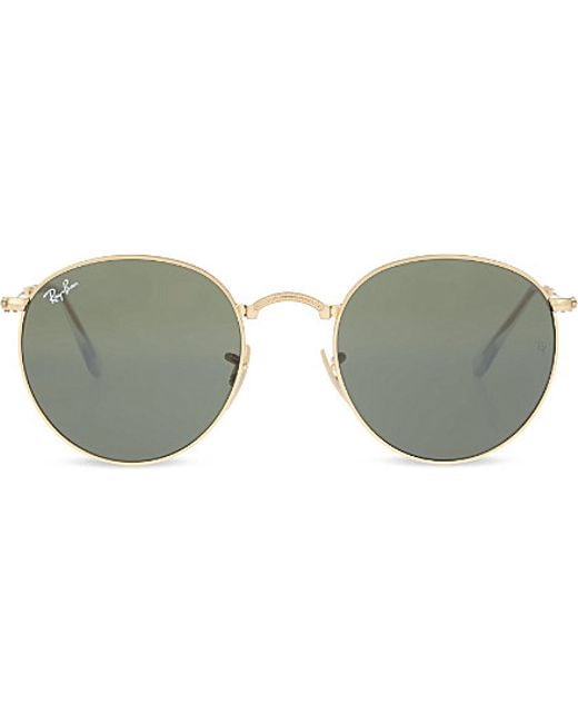 Ray-ban Rb3532 Fold-up Gold-toned Round Sunglasses in ...