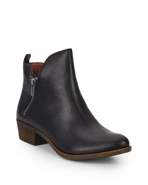 Lucky brand Basonta Leather Ankle Boots in Black - Save 46% | Lyst