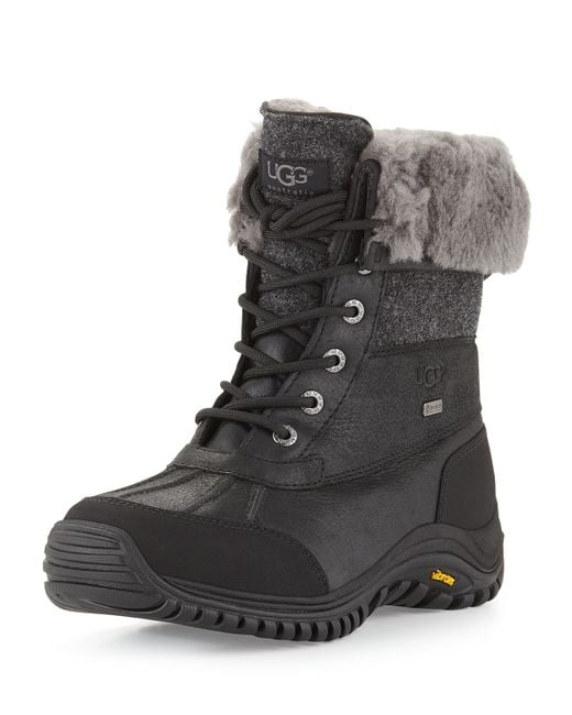 Ugg Adirondack WeatherProof Lace-Up Boots in Black | Lyst