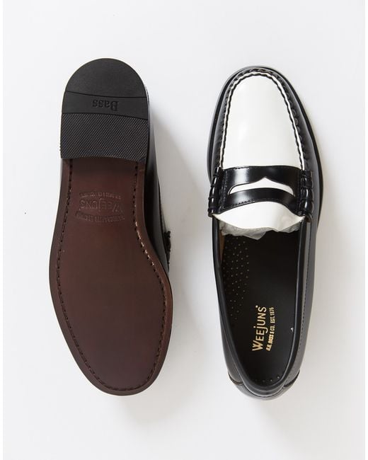 weejuns black and white loafers