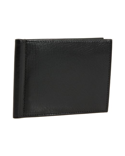 Bosca Old Leather Collection - Small Bifold Wallet W/ Money Clip in Black for Men (Black Leather ...