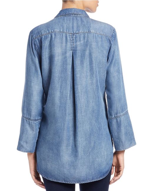 Cloth & stone Hi-lo Chambray Shirt in Blue (Evening Midnight) | Lyst