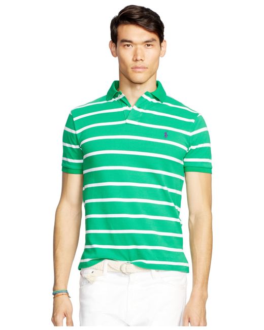 Polo ralph lauren Men's Classic-fit Striped Mesh Polo Shirt in Green ...