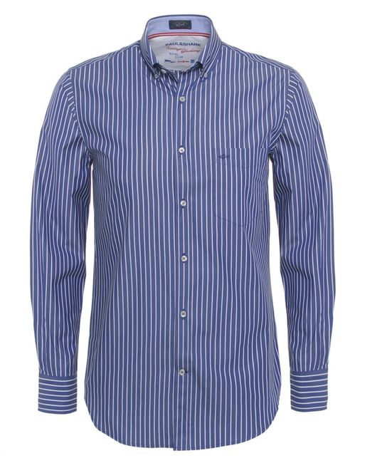 Paul and shark Button Down Striped Shirt in Blue for Men (Dark Blue ...