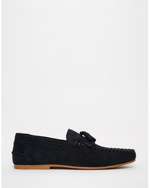 Asos Tassel Loafers In Navy Suede With Fringe in Blue for Men (Navy) Lyst