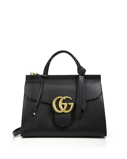 Gucci GG Marmont Leather Top-Handle Bag in Black - Save 11% | Lyst