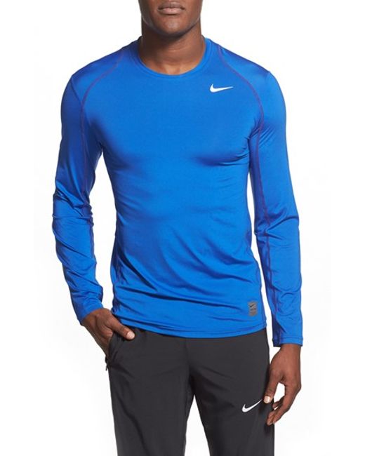 Nike 'pro Cool Compression' Fitted Long Sleeve Dri-fit T-shirt in Blue ...
