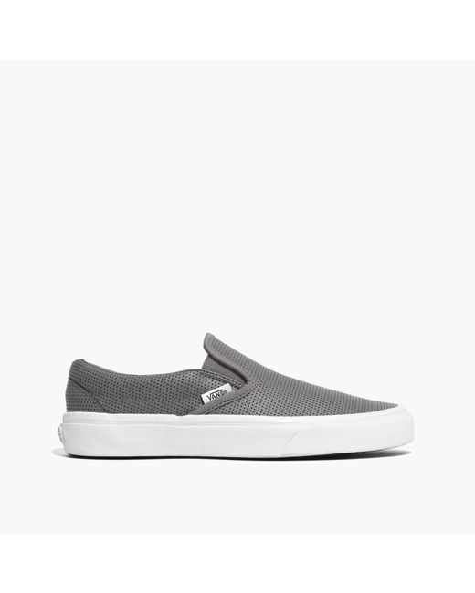 Madewell Vans® Classic Slipon Sneakers In Grey Perforated Leather in Gray (grey) Save 17 Lyst