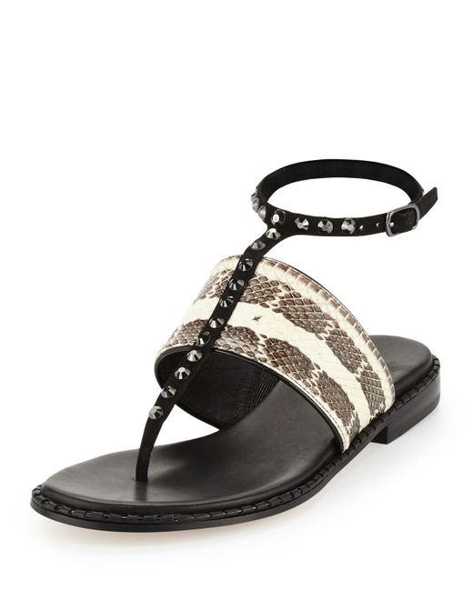 Donald j pliner Lacy Jeweled Ankle-wrap Leather and Suede