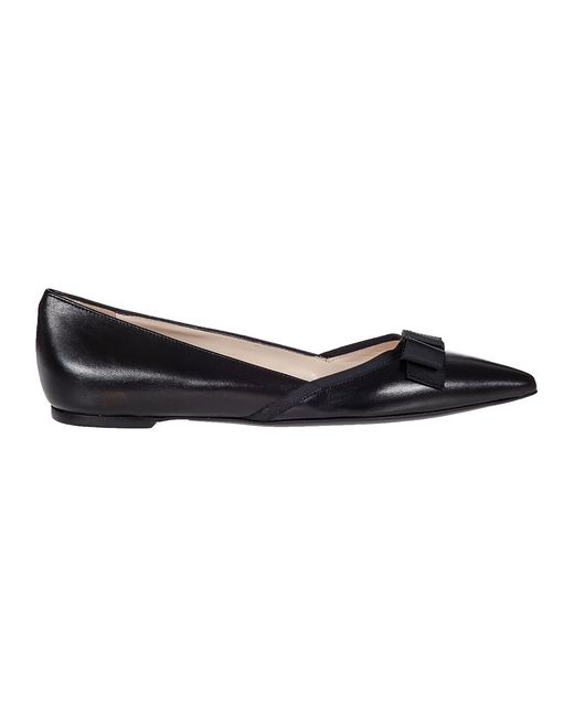 Roberto festa Bow-Detail Leather Flats in Black (Black Leather) | Lyst