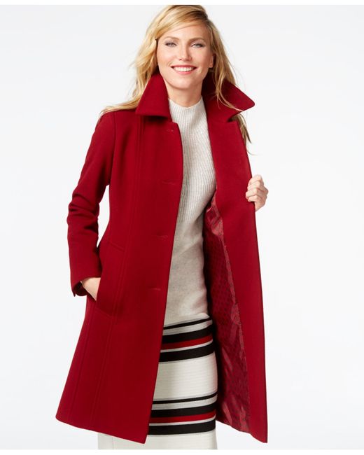 Anne klein Wool-cashmere Walker Coat in Red | Lyst
