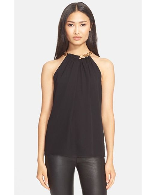 Diane von furstenberg 'Aubrey' Chain Collar Silk Sleeveless Top in ...