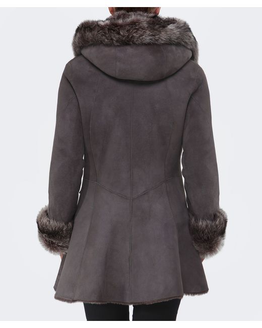 Dom goor Hooded Fur Shearling Coat in Gray | Lyst