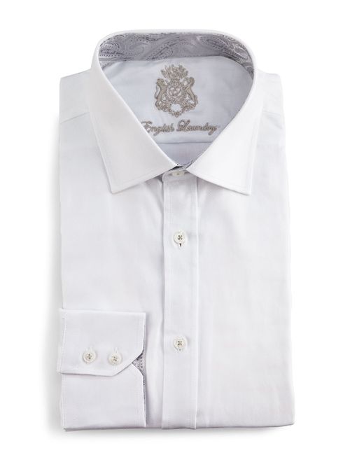 English laundry Tonal Herringbone  Dress  Shirt  in White  for 