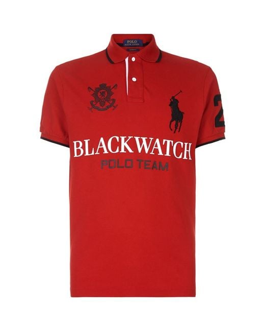Polo ralph lauren Blackwatch Team Logo Polo Shirt in Red for Men | Lyst
