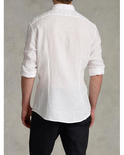 John varvatos Slim Fit Linen Button-up Shirt in White for Men | Lyst