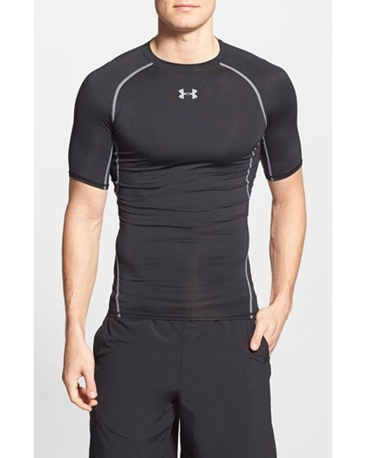 Under armour Heatgear Compression Fit T-shirt in Black for Men | Lyst