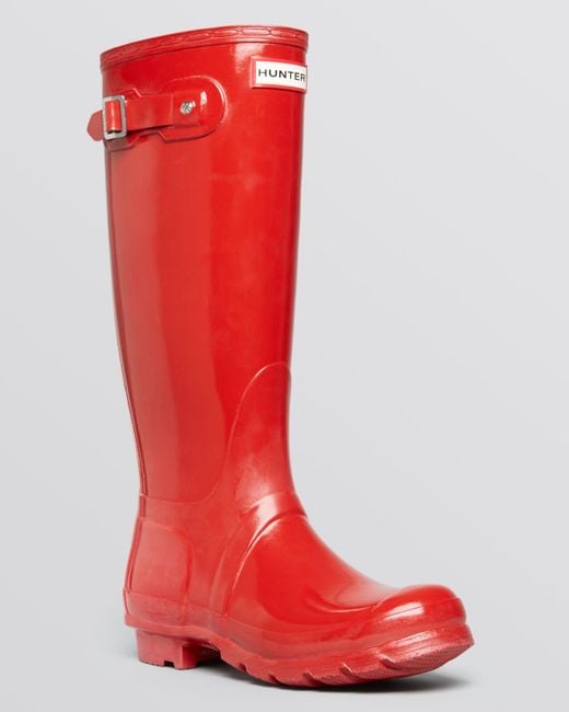 Hunter Rain Boots Original Tall Gloss In Red Military Red Lyst