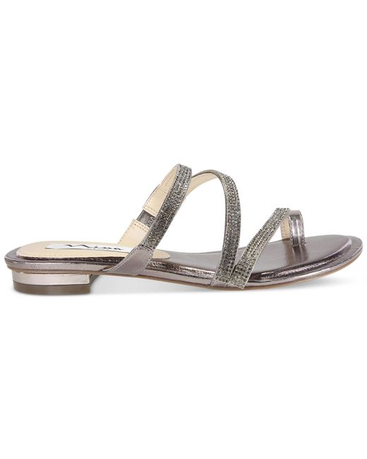 Nina Kaileen Flat Evening Sandals in Gray (Gunmetal) | Lyst