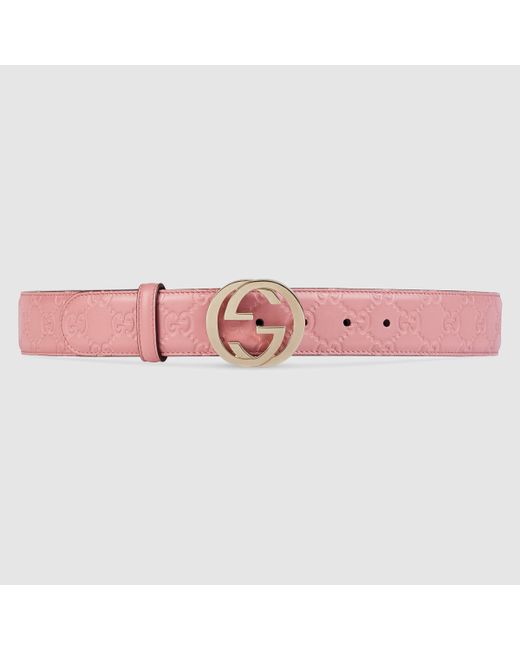 Gucci Signature Belt With G Buckle in Pink | Lyst