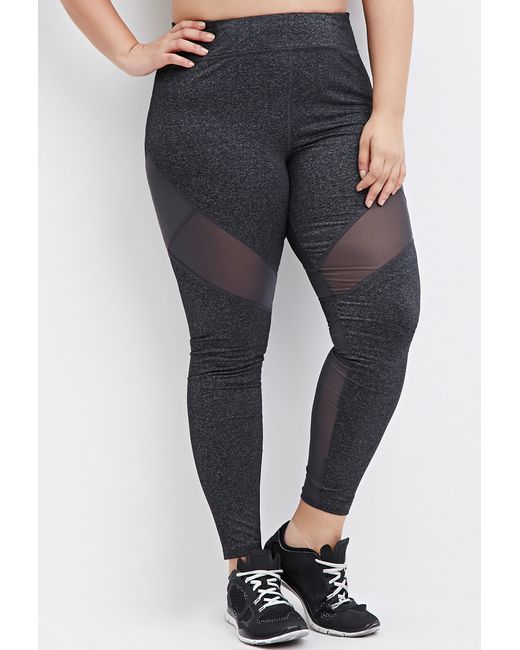 Forever 21 Plus Size Heathered Mesh-panel Athletic Leggings in Gray ...