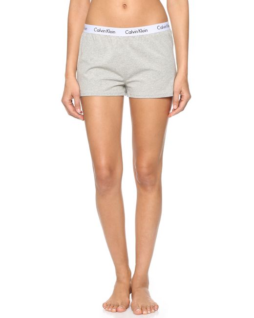 Calvin klein Logo Sleep Shorts in Gray (Grey Heather) Save 40 Lyst