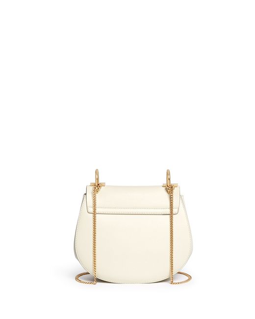 Chlo Drew Small Perforated Leather Shoulder Bag in White | Lyst