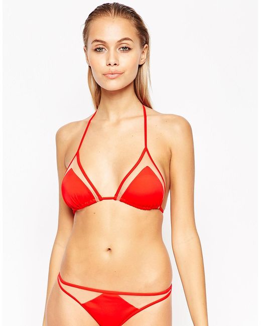 Asos Mix And Match Mesh Insert Micro Triangle Bikini