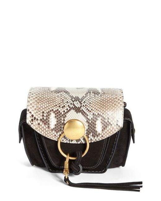 Chlo \u0026#39;small Jodie\u0026#39; Leather \u0026amp; Genuine Python Camera Bag in Black ...