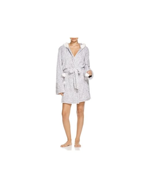 Pj salvage Fuzzy Hooded Robe in Gray | Lyst