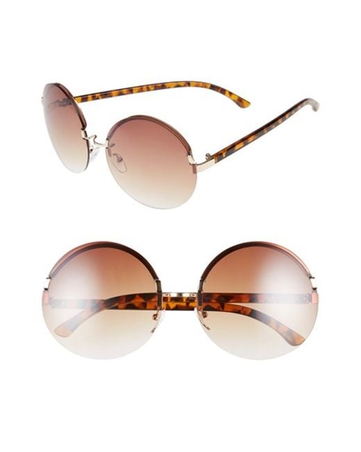 Bp 65mm Rimless Round Sunglasses - Metallic Gold in Gold ...