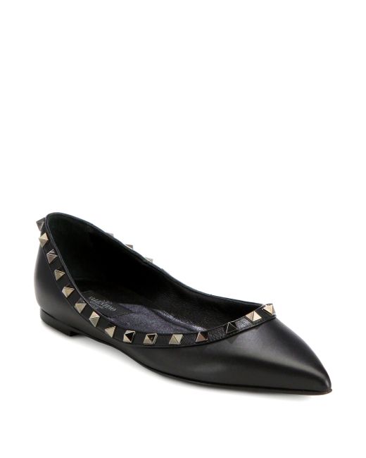 valentino rockstud ballerina flats black