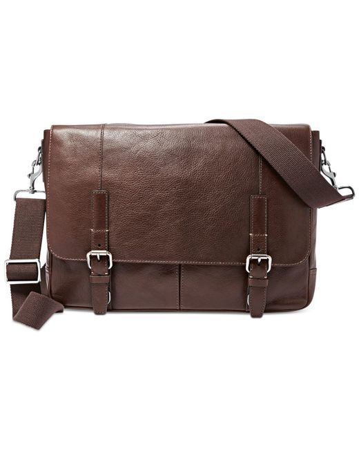 Fossil Graham Leather Messenger Bag in Brown for Men (Dark Brown) | Lyst