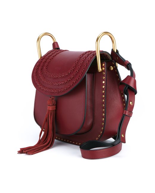 Chlo Hudson Small Leather Shoulder Bag in Red (BURGUNDY) | Lyst