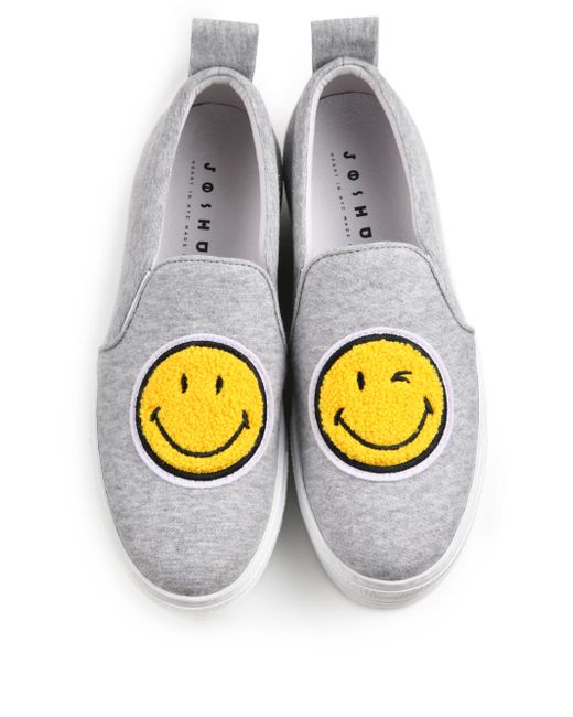 Joshua sanders Smiley Face Slip-On Sneakers in Gray | Lyst