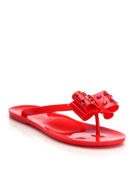 Kate spade France Jelly Flat Sandals in Red | Lyst