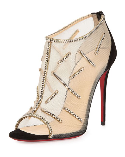 Christian louboutin Signifiamma Embellished Mesh Pumps in Silver ...