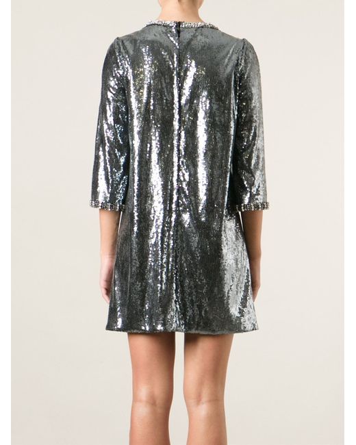 Dolce & gabbana Crystal And Sequin-embellished Dress in Silver (GREY ...