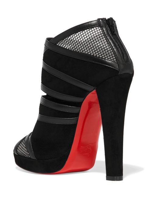 Christian louboutin Commandanta 120 Leather And Mesh-trimmed Suede ...