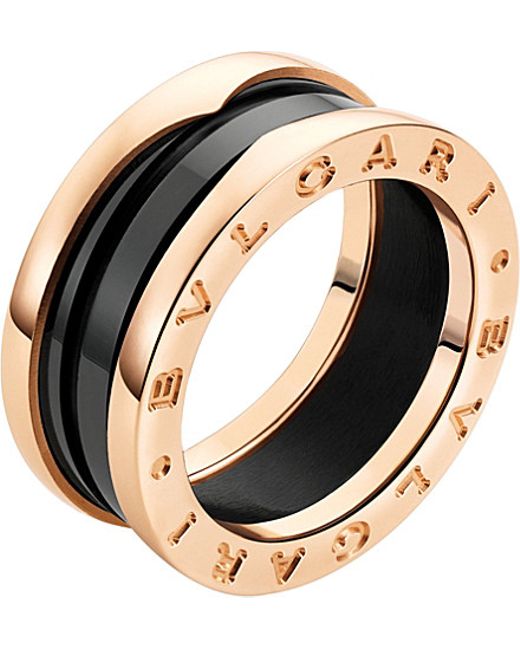 Bvlgari B.zero1 18ct Pink-gold And Ceramic Ring in Black ... Discover alluring rings of gold or silver, with flawless diamonds and precious stones from bvlgari's master craftsmen.