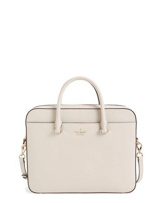 Kate spade Saffiano Leather 13 Inch Laptop Bag in Natural | Lyst