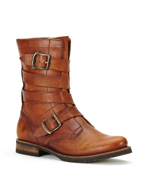 mens brown leather tanker boots